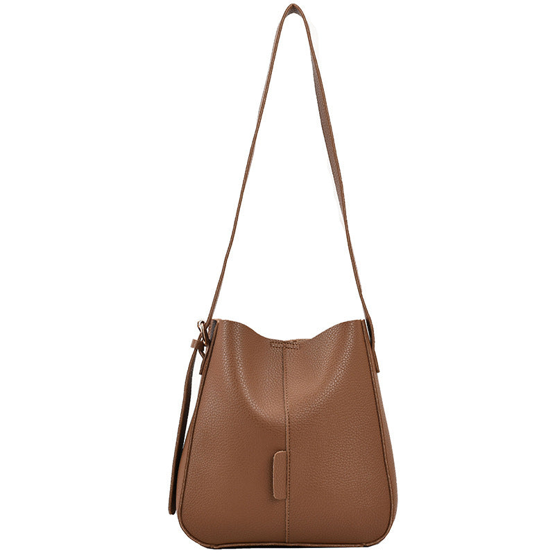PU Leather Women's Bucket Crossbody Bag — Soft, Street Trend, Black, Brown & Khaki