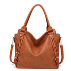 Women's Vintage PU Leather Tote Bag – Large Capacity Shoulder Handbag