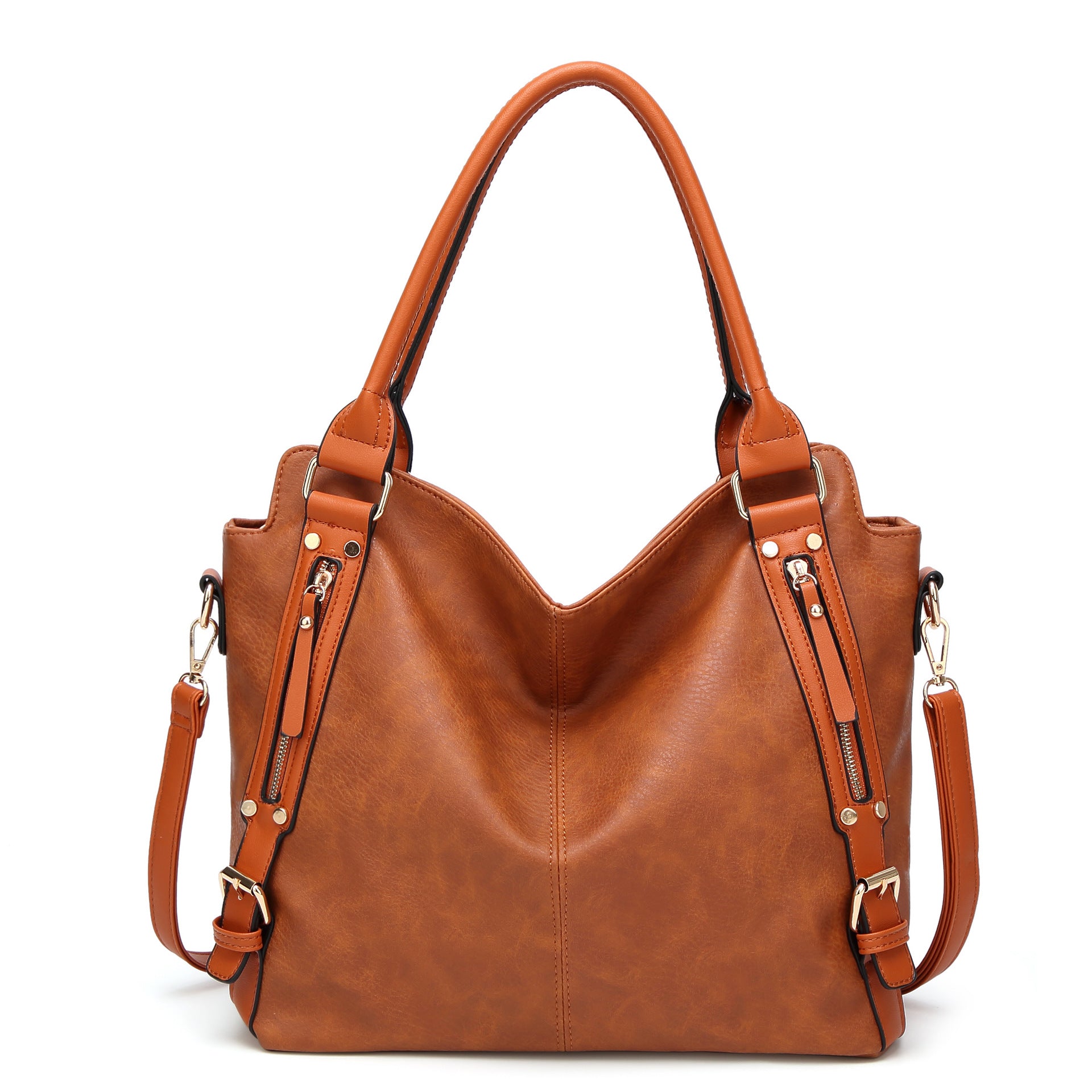 Women's Vintage PU Leather Tote Bag – Large Capacity Shoulder Handbag