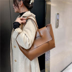 Women's Retro PU Leather Tote Bag – Large Capacity Shoulder Handbag