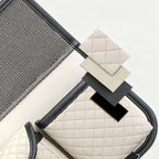 Car Back Seat Organiser | Multi-Pocket Leather Storage Bag, 40x36cm, Beige & Black | HOORIVA