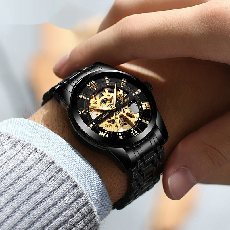 T900 Men's Skeleton Dial Watch – Steel Bracelet, Casual Dress Watch | Hooriva