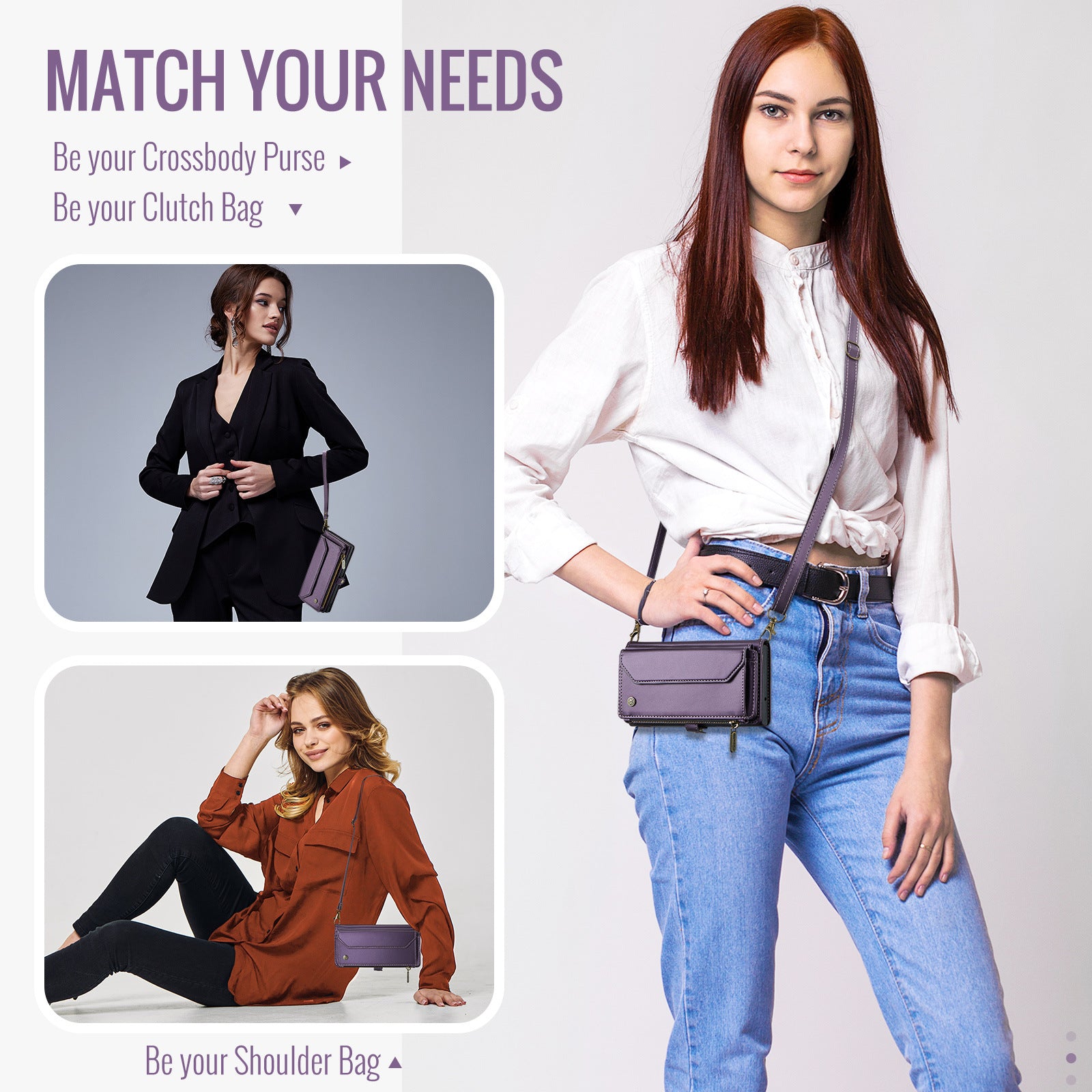 Crossbody Wallet Phone Case | Zipper Leather Samsung Case with Strap