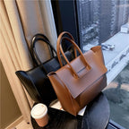 Women's Retro PU Leather Tote Bag – Large Capacity Shoulder Handbag