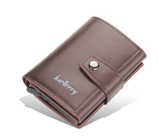 Baellerry Men's PU Leather Magnetic Buckle Money Clip Wallet – Card Slots, Photo & Cheque Slot