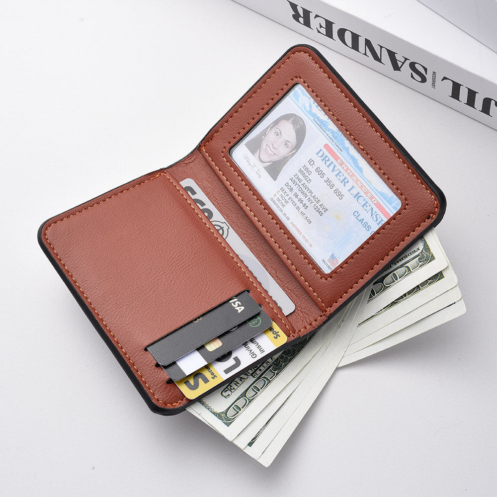 Men's PU Leather Vertical Wallet – Waterproof Ultra-Lightweight Packable Card Wallet