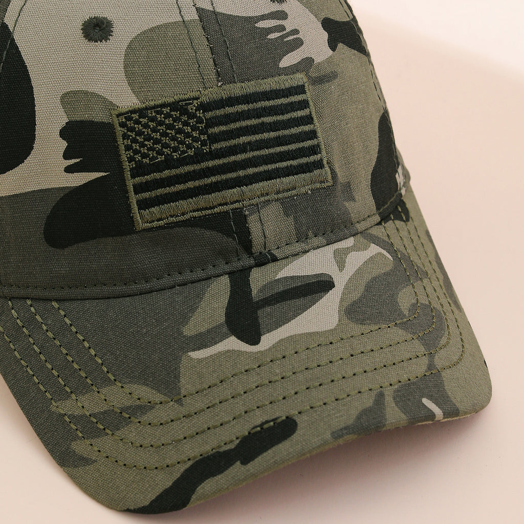 Wide Brim Flag Embroidered Sun Cap