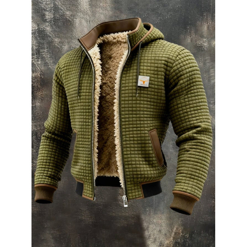Men's Fleece-Lined Thick Hooded Jacket – Air Layer Polyester | Loose Fit | 8 Colours | S–5XL | Hooriva