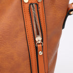 Women's Vintage PU Leather Tote Bag – Large Capacity Shoulder Handbag