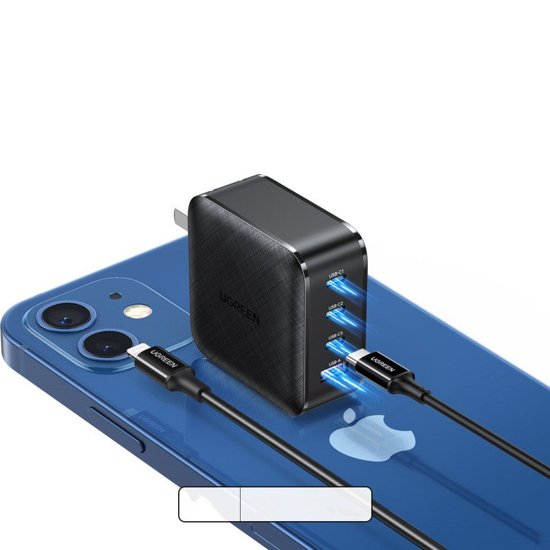 65W GaN 4-Port Charger – USB-C PD Fast Charging for Laptops, Phones & Tablets | Foldable Plug