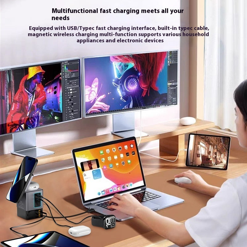 105W GaN Magnetic Wireless Charger — Multifunctional Fast Charging, AU/EU/UK/US Plug