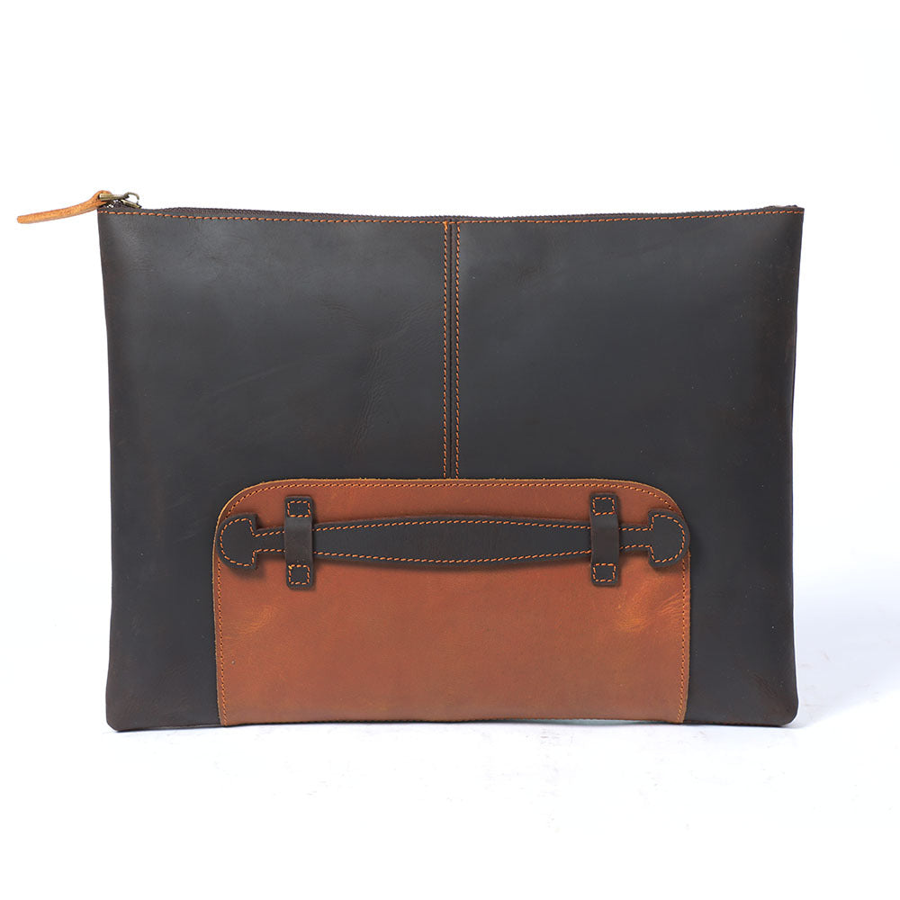 Simple Retro First Layer Cowhide Large Capacity Men's Clutch