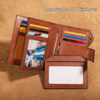 Men's Genuine Cowhide Leather Wallet – Retro RFID Anti-Theft Bifold & Trifold with Coin Pocket