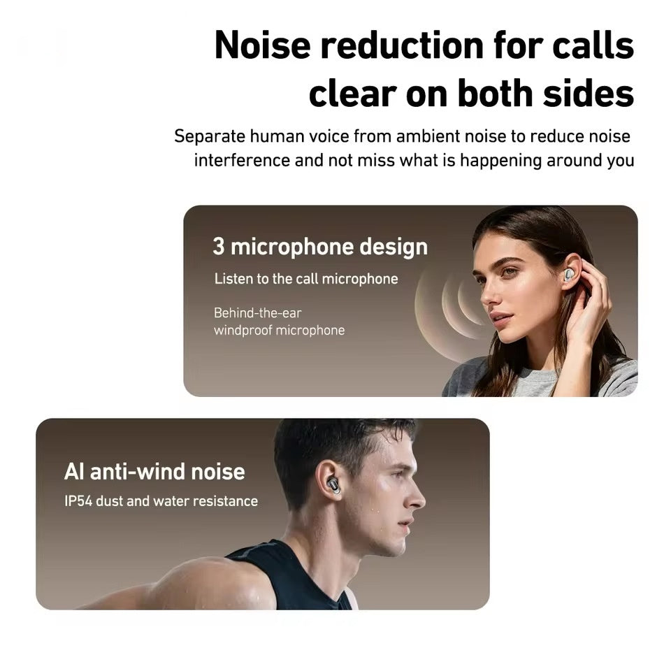 AI Translation Wireless Ear-Clip Earbuds – Noise Cancelling, Waterproof & Sport