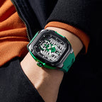 Men's 3D Hollow Skeleton Quartz Watch | Transparent Case Back Business Wristwatch