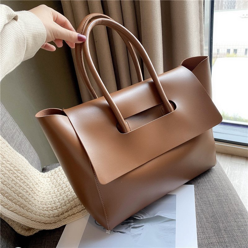 Women's Retro PU Leather Tote Bag – Large Capacity Shoulder Handbag