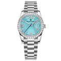 Women's Fashion Stainless Steel Watch | Slim 11mm Wristwatch in Blue, Green & White