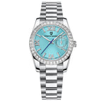 Women's Fashion Stainless Steel Watch | Slim 11mm Wristwatch in Blue, Green & White
