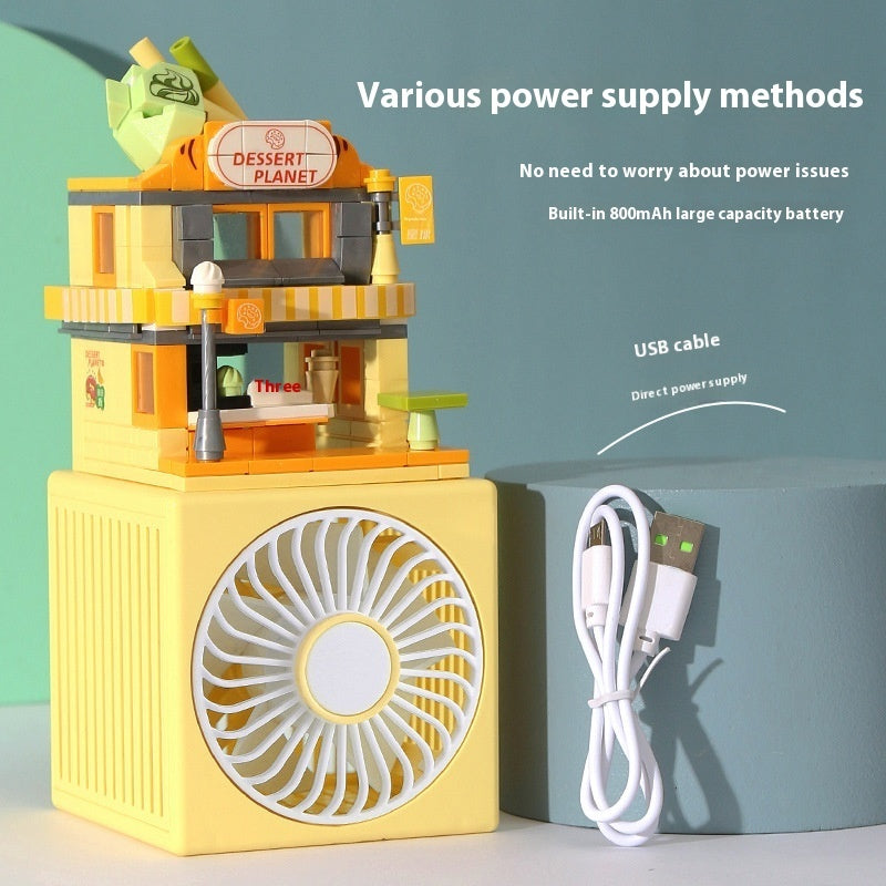 Street View Building Blocks Fan Toy | USB, 3-Speed, 36dB Quiet | HOORIVA