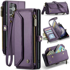 Crossbody Wallet Phone Case | Zipper Leather Samsung Case with Strap