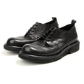 Men's Full-Grain Leather Derby Shoes – British Vintage | Round Toe | Lace-Up | Black & Dark Brown | EU 38–44 | Hooriva