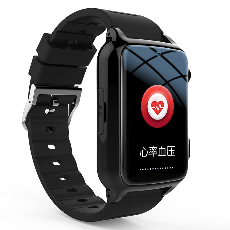 Elderly 4G GPS Smart Watch – Anti-Lost Positioning, Heart Rate & Step Counter | Black & Red