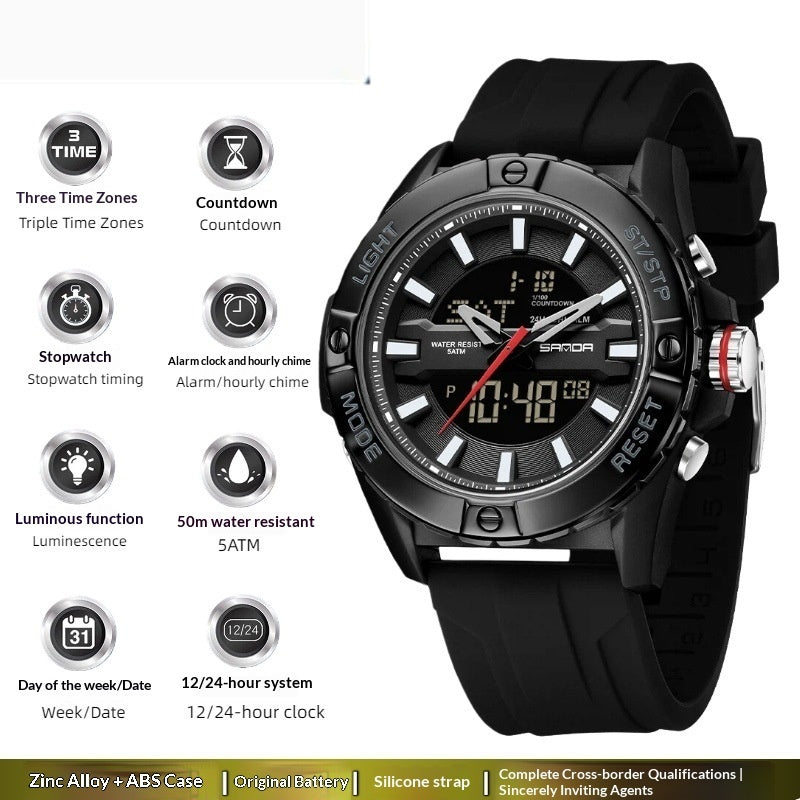 Minimalist Multi-Timezone Calendar Watch | Trendy Unisex Wristwatch in 8 Colourways