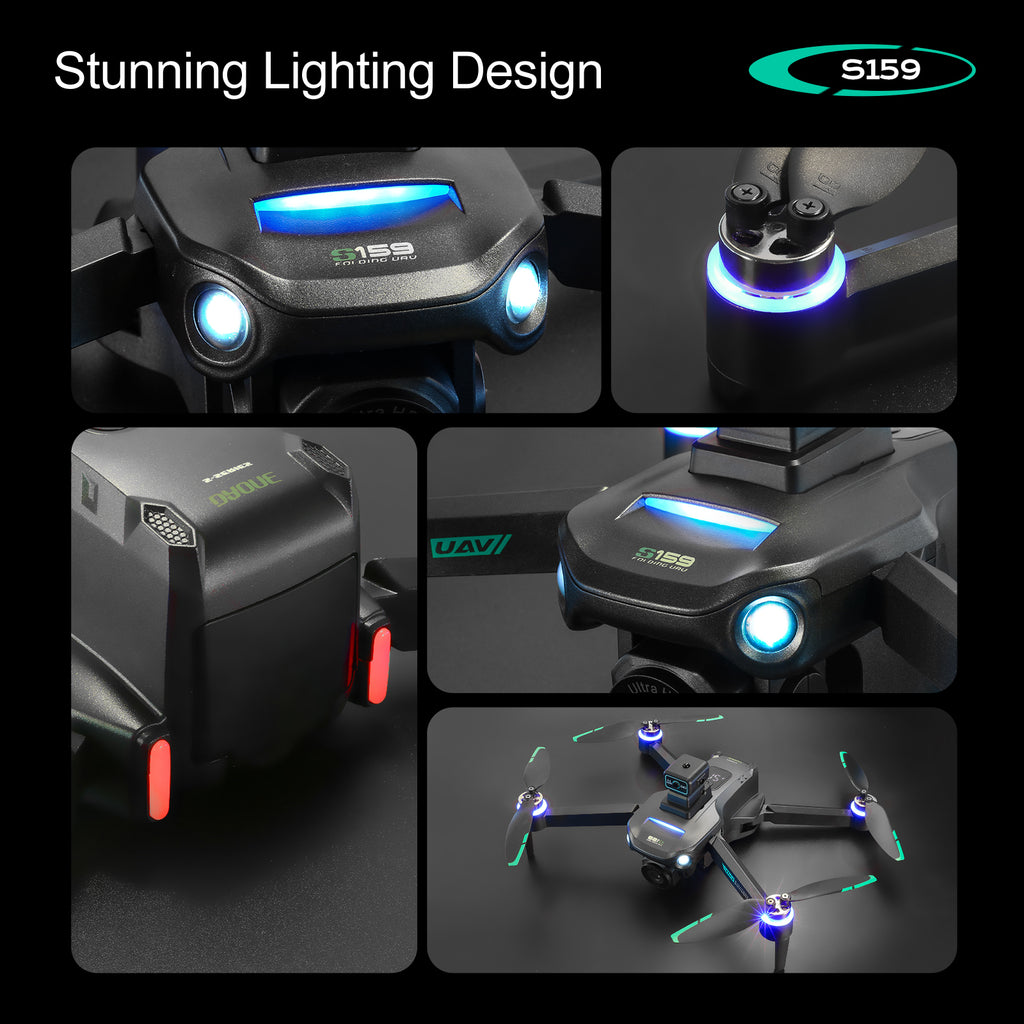 طائرة درون S159 بنظام تحديد المواقع GPS مع كاميرا 8K – تصوير جوي 5G بتقنية WiFi FPV، وجهاز تحكم مع شاشة