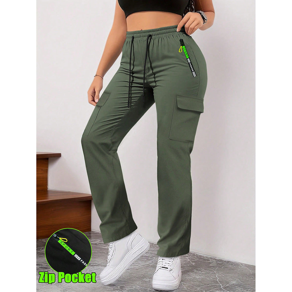 Women's Casual Wide-Leg Cargo Pants – Retro Large Pocket Trousers for Everyday & Outdoor Wear