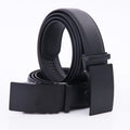 Men's Business Leather Belt – Automatic Buckle | Frosted Finish & Car Stitch | 120cm & 130cm | Black | Hooriva