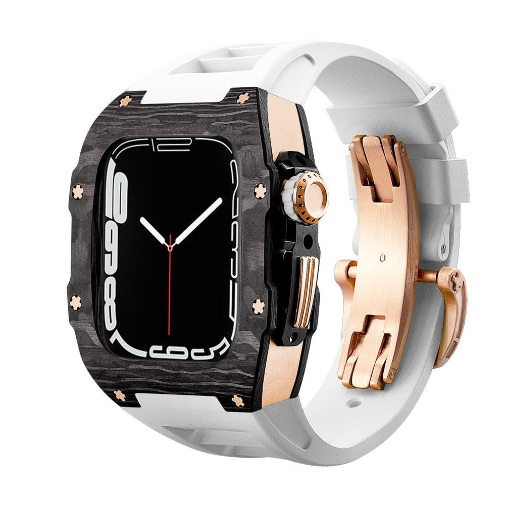 Carbon Fibre Apple Watch Strap | Fluoroelastomer Band with Stainless Steel Clasp | HOORIVA