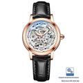 Chenxi Diamond Skeleton Automatic Watch – Rose Gold Case, Genuine Leather Strap | 5 Colours