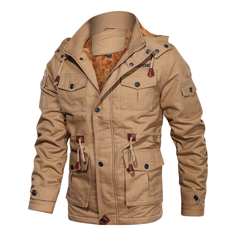 جاكيت رجالي شتوي صوف بغطاء رأس - معطف عسكري حراري | ملابس خارجية مقاومة للرياح