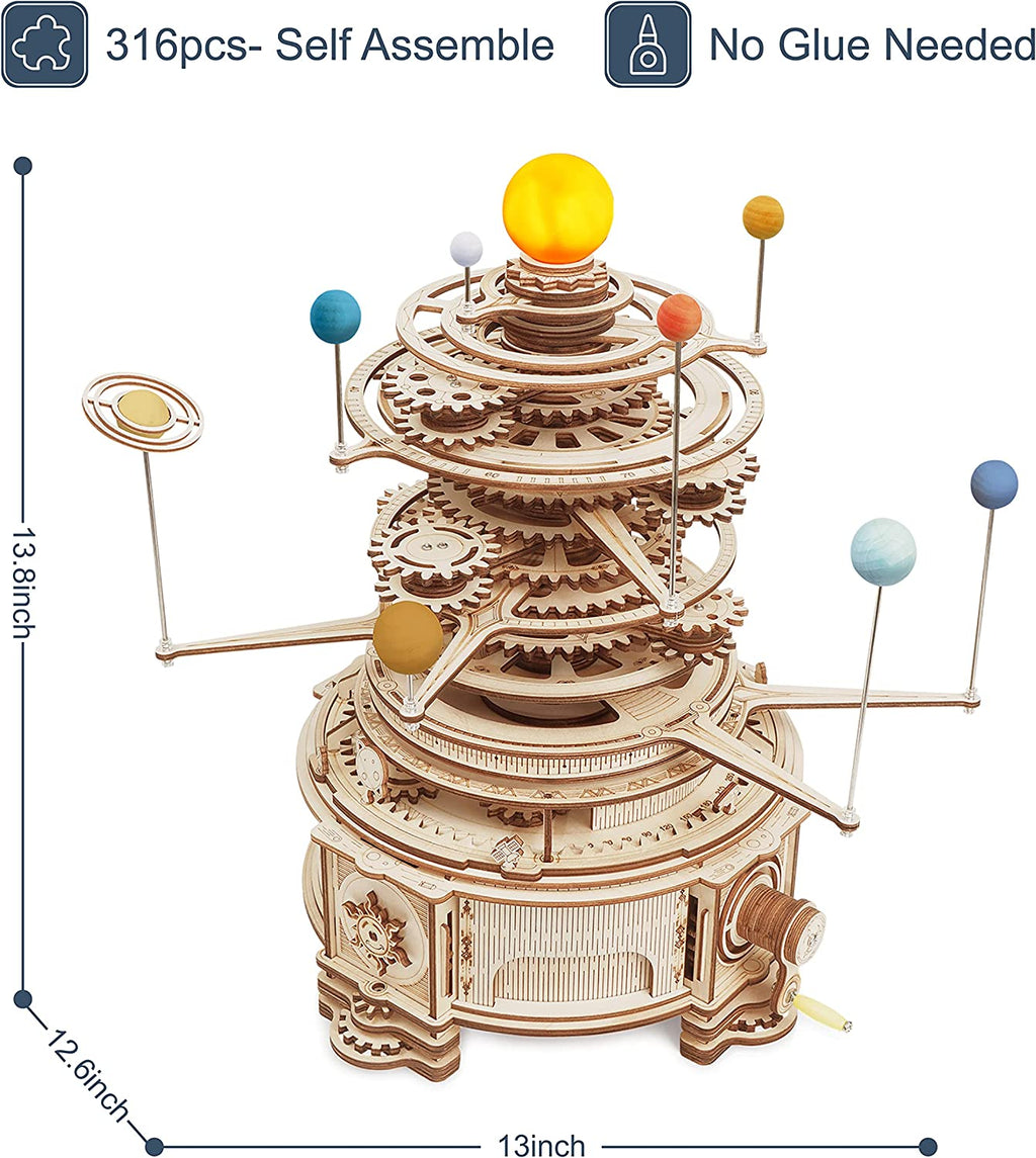 Robotime ROKR Mechanical Orrery 3D Wooden Puzzle – 316pcs Solar System Model