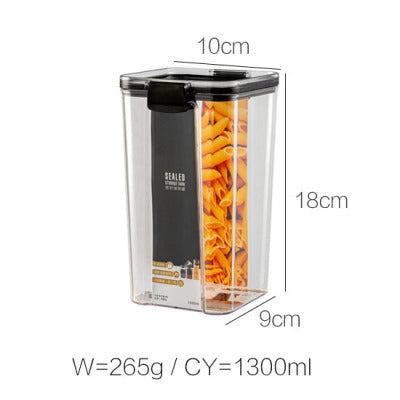 Tall Square Airtight Pantry Canister – Clear PET Food Storage Container with Black Clip-Lock Lid