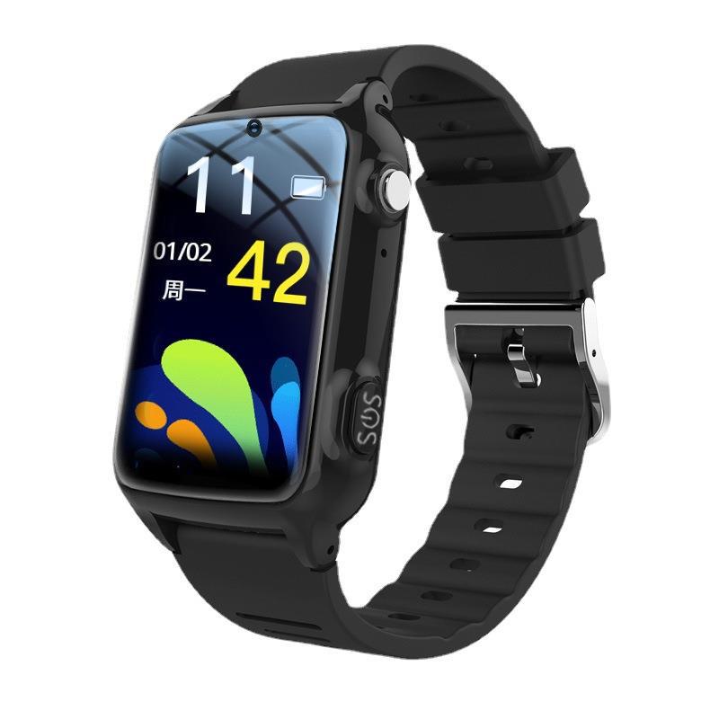 Elderly 4G GPS Smart Watch – Anti-Lost Positioning, Heart Rate & Step Counter | Black & Red
