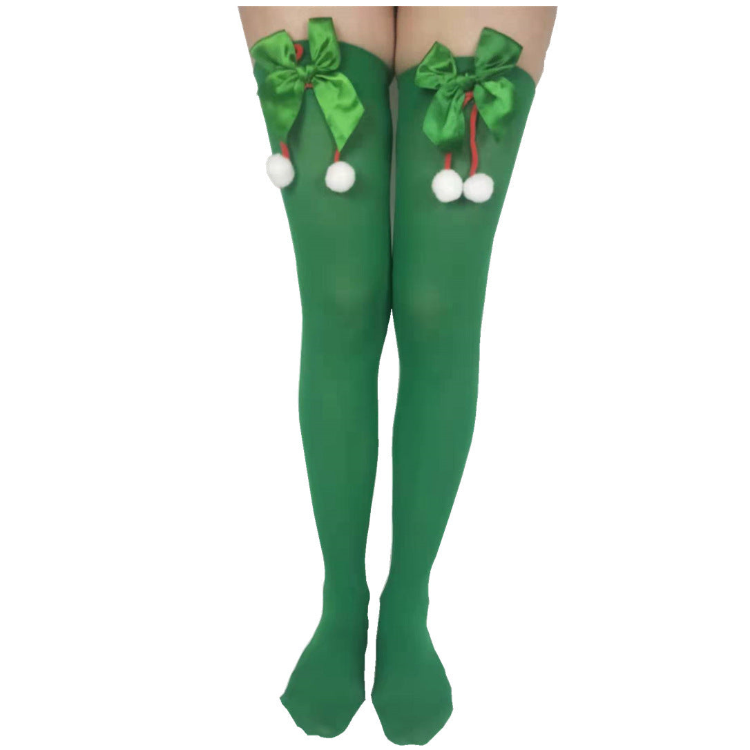 Christmas Pom-Pom Knit Socks | Festive Red & Green Holiday Stockings | HOORIVA