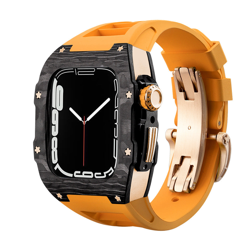 Carbon Fibre Apple Watch Strap | Fluoroelastomer Band with Stainless Steel Clasp | HOORIVA