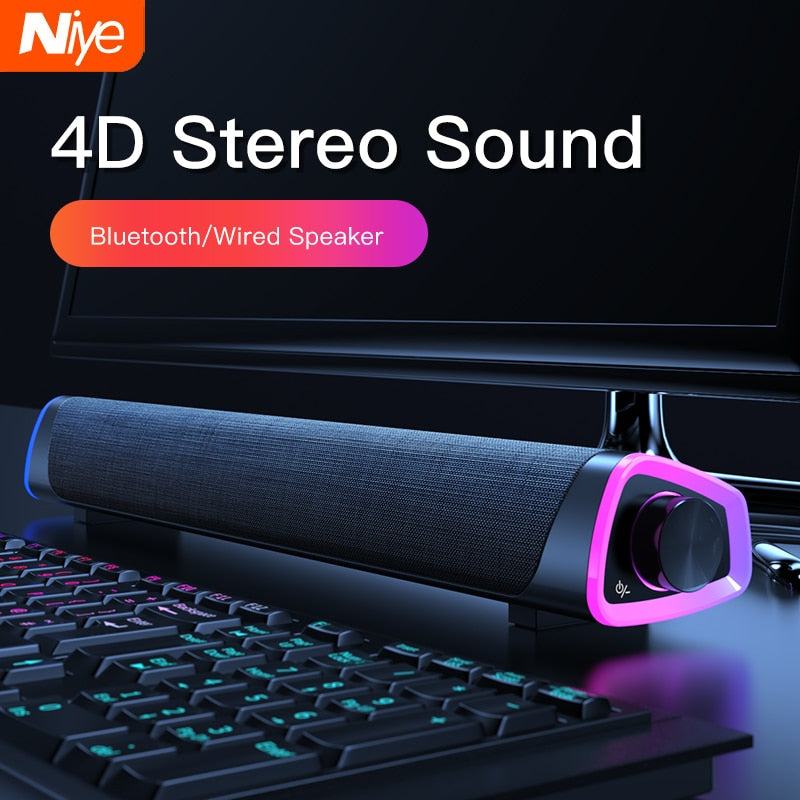 متوافق مع Apple، شريط مكبر صوت الكمبيوتر 4D ستيريو مضخم صوت سماعة بلوتوث لماك بوك ولاب توب ودفتر ملاحظات وكمبيوتر شخصي مشغل موسيقى مكبر صوت سلكي