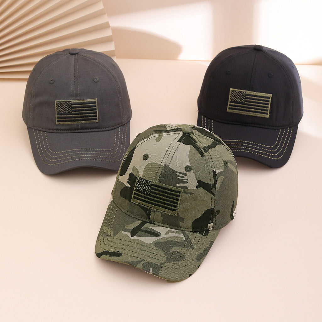 Wide Brim Flag Embroidered Sun Cap