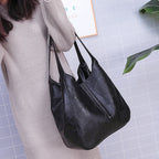 Women's PU Leather Casual Tote Shoulder Bag – Soft Zipper Handbag with Interior Pockets