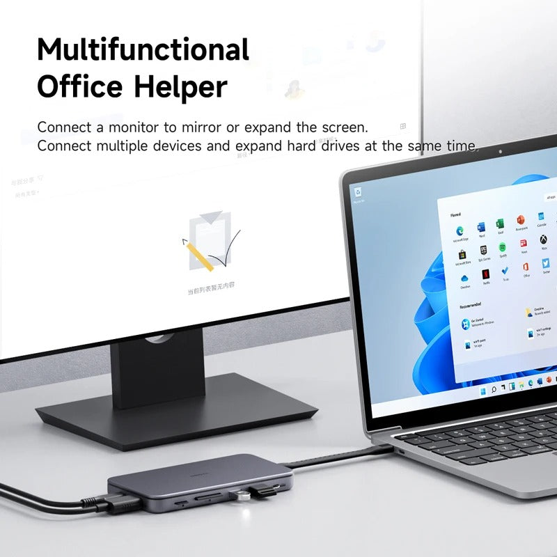 9-in-1 USB-C Docking Station HDMI USB 3.0 SD Card Reader - Hooriva