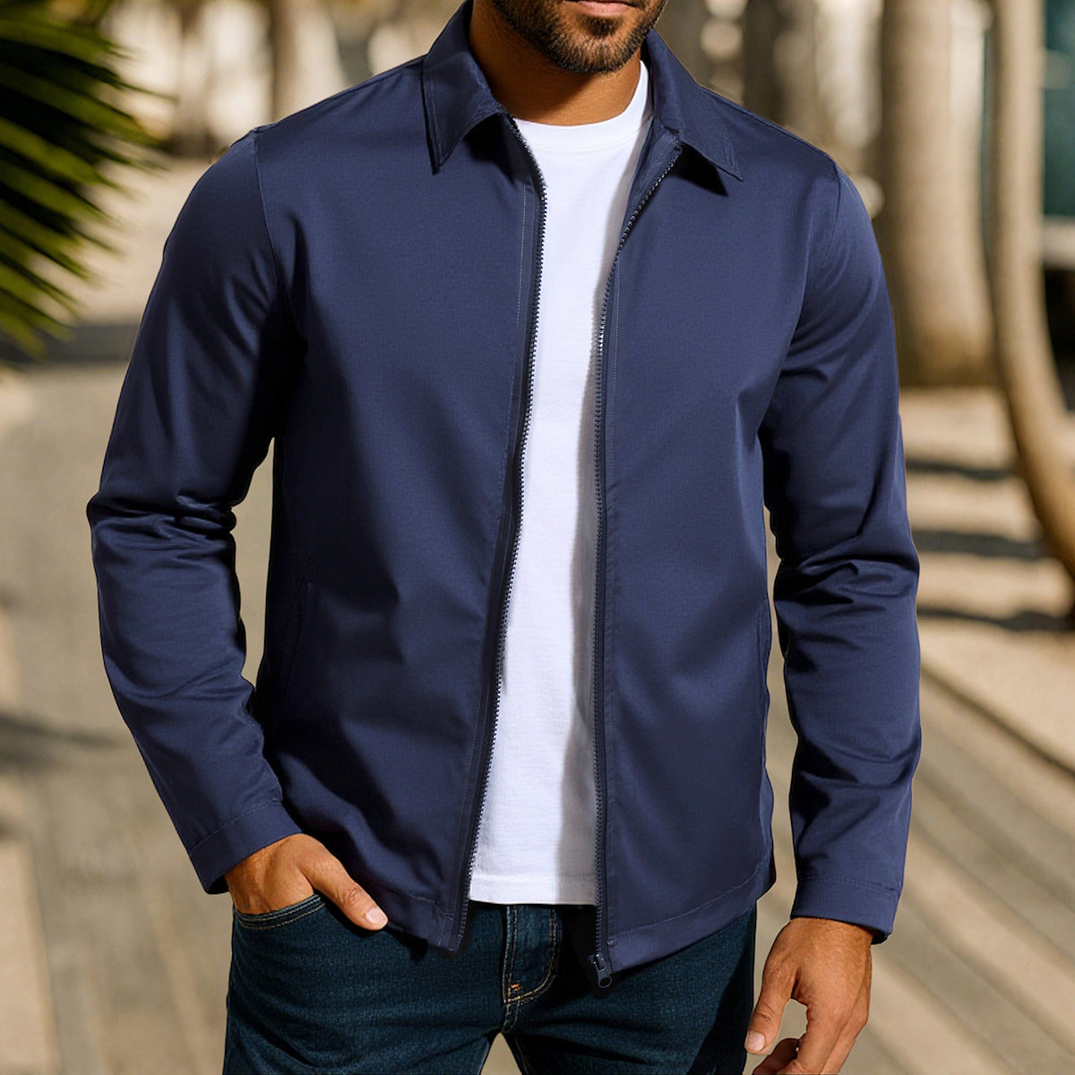 Men's Zipper Raglan Sleeve Cardigan Jacket – Polyester Blend | 4 Colours | S–XXXL | Hooriva