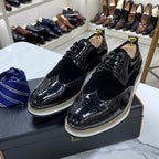 أحذية ديربي للرجال بتصميم بريطاني مسامية ومناسبة للعمل – أحذية رسمية برباط | مقاس أوروبي 39-46 | أسود | Hooriva