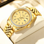 Men's Fashion Quartz Watch | Large Dial, Gold Tone, 13mm Slim Case | HOORIVA