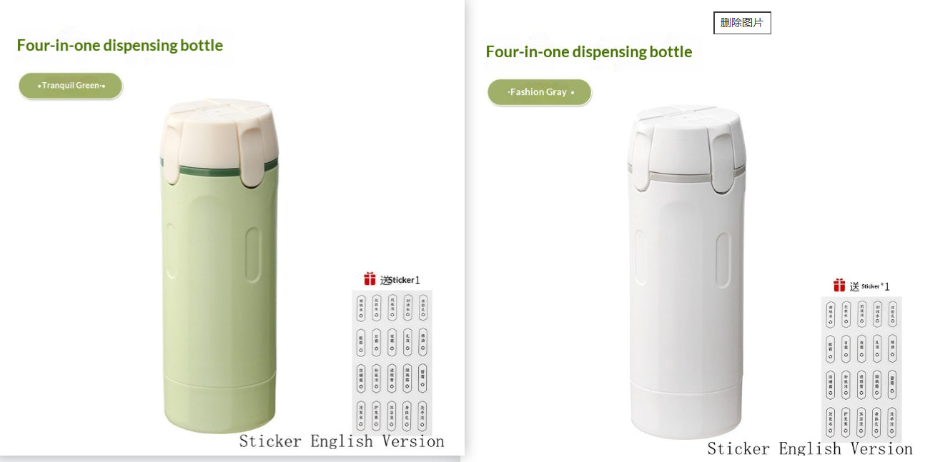 4-in-1 Travel Dispenser Set | Leak-Proof Refillable Bottles for Shampoo, Lotion & Perfume