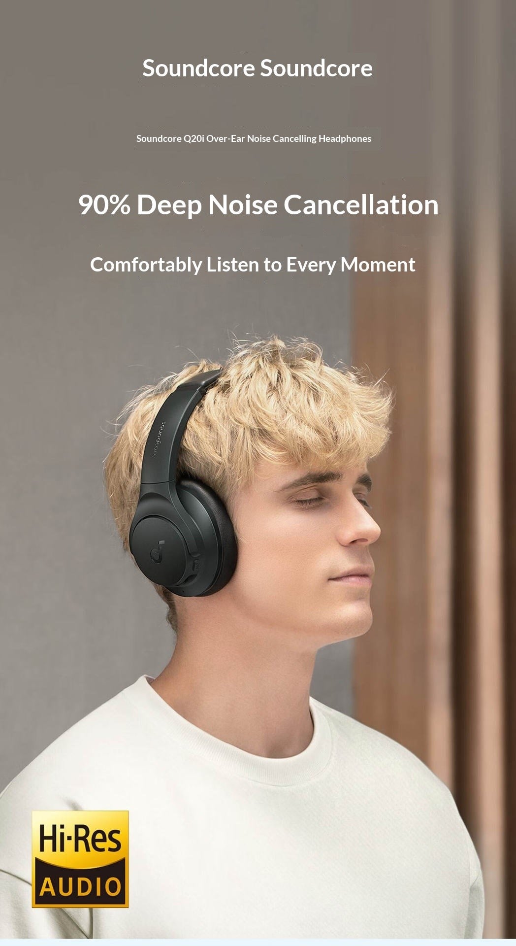 Soundcore Q20i Over-Ear Headphones | Active Noise Cancellation | Hi-Res Audio | Bluetooth 5.0