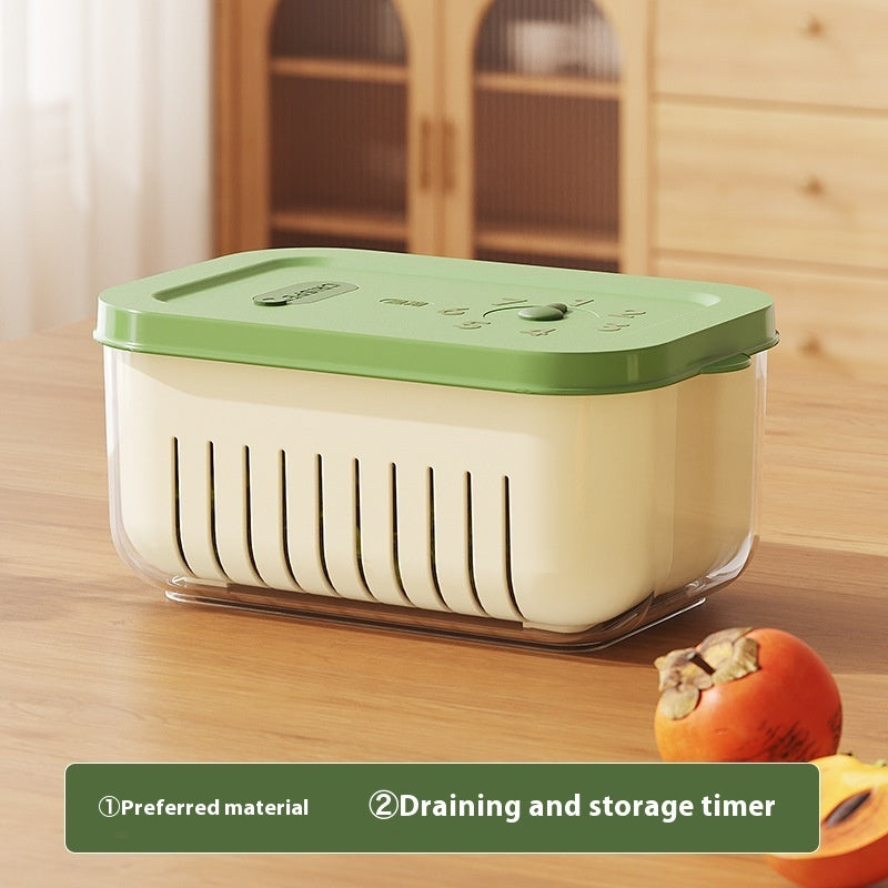 Steam Vent Food Storage Crisper with Freshness Date Tracker – Built-In Drainer & Coloured Lid (1–2L)
