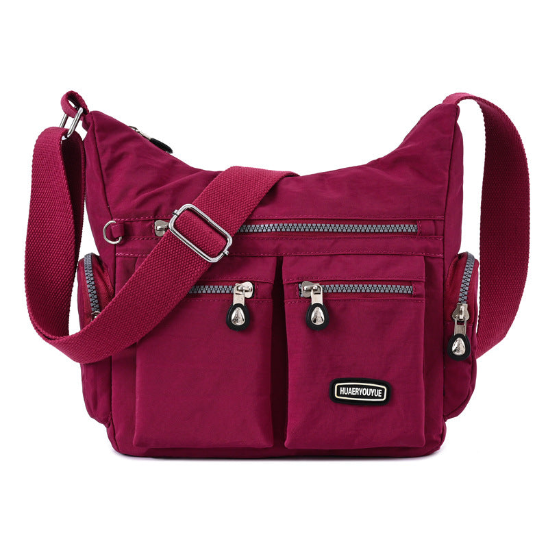 Women's Waterproof Nylon Crossbody Bag – Retro Messenger Shoulder Bag with Multi-Pockets