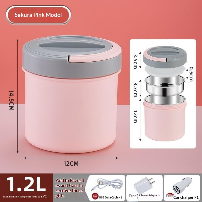 USB Electric Heated Lunch Box – Portable Constant Temperature Bento Box for Car & Travel (0.7L / 1.2L)